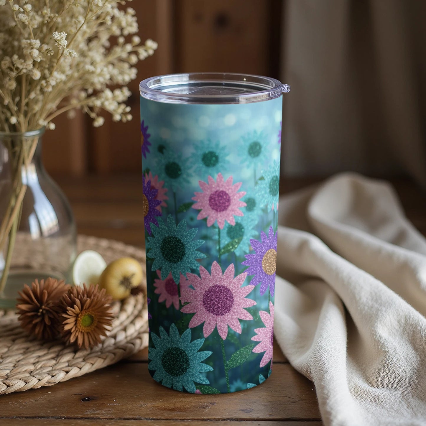 Colorful Floral Design Tall Drinkware Tumbler