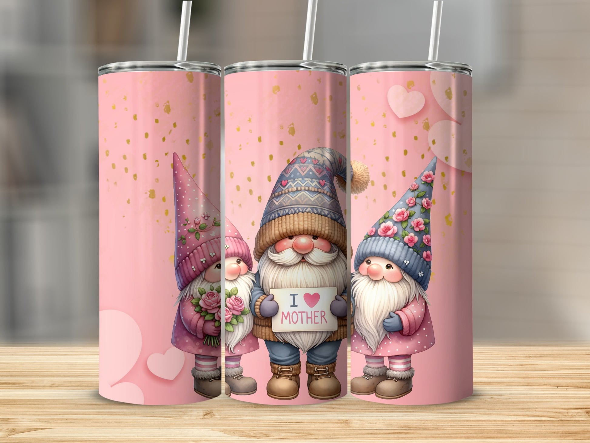 Cute Gnomes Mother's Day Gift I Love Mother Tumbler