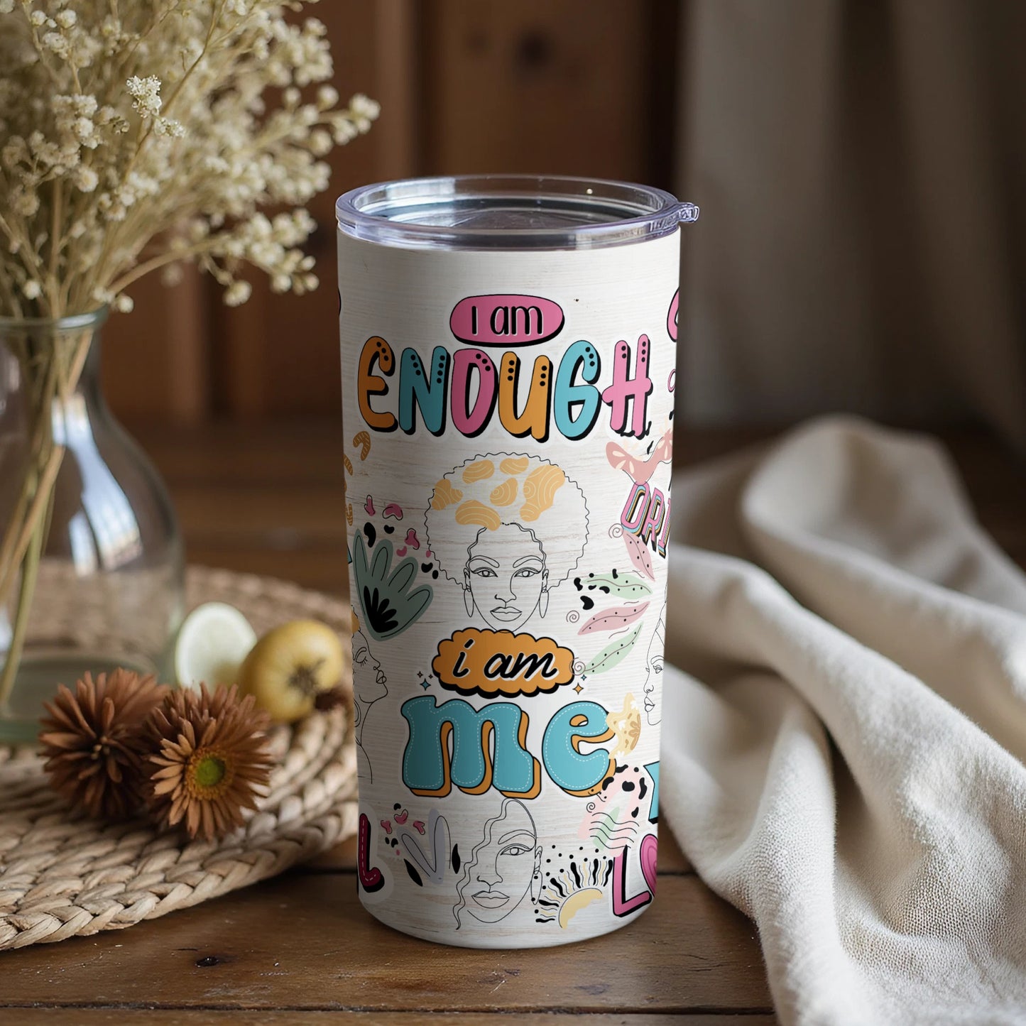 I Am Enough I Am Me Positive Affirmation Travel Tumbler