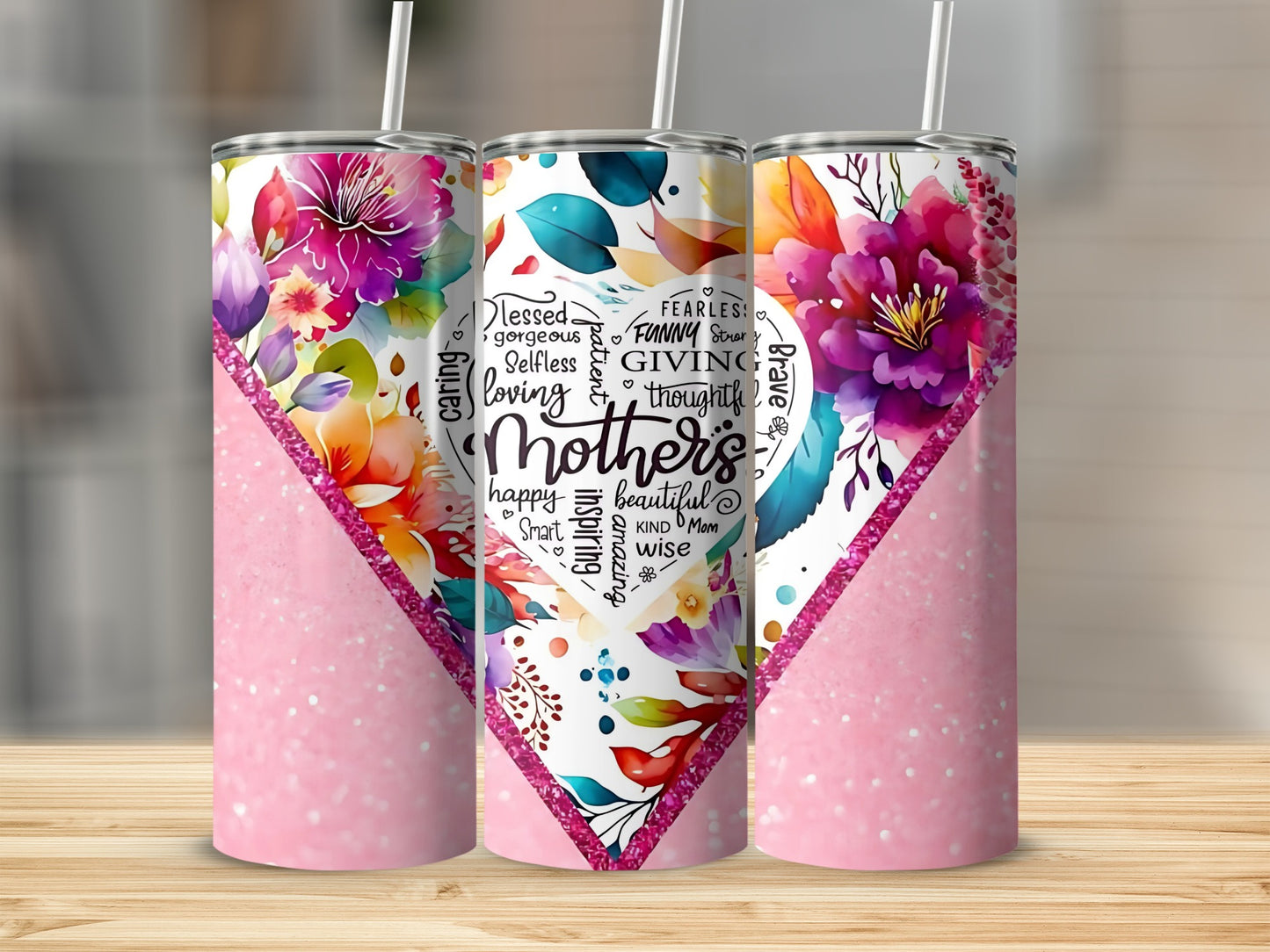 Colorful Floral Mother's Day Tumbler with Inspirational Quotes