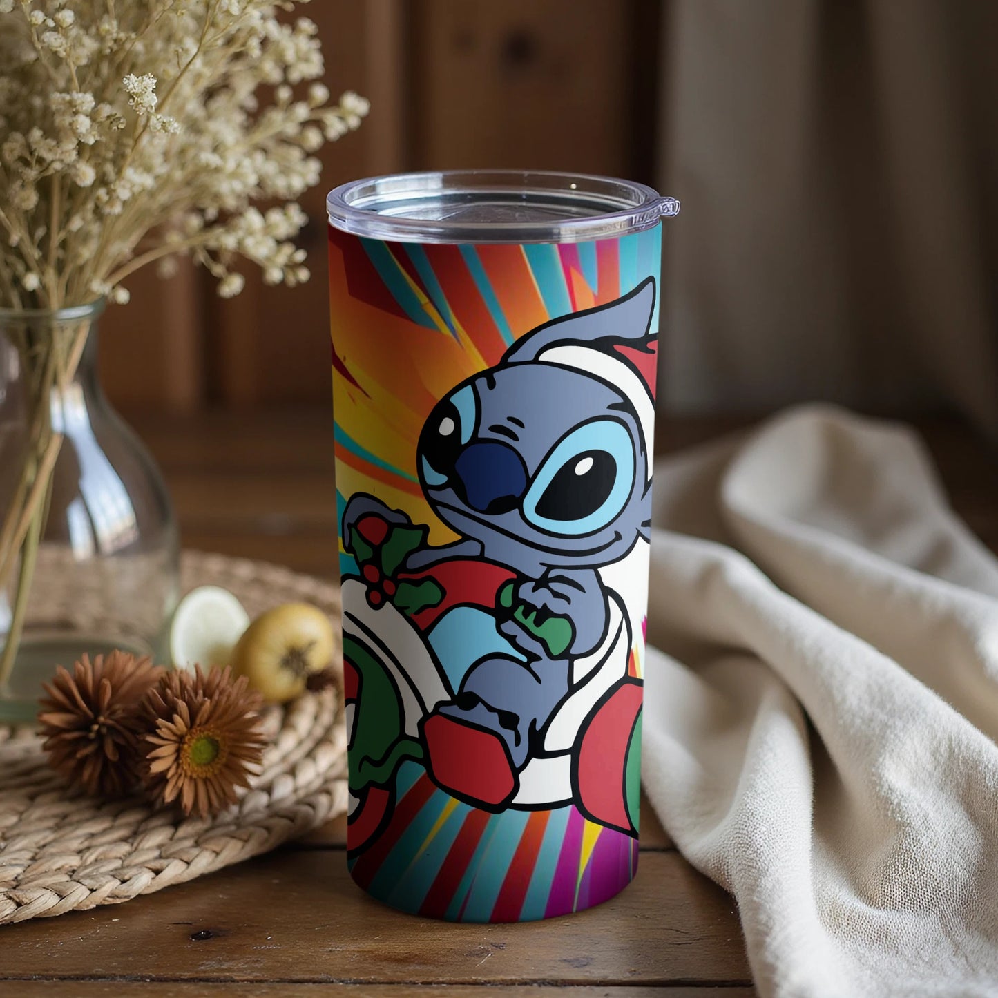 Cartoon Character With Rainbow Background Tumbler