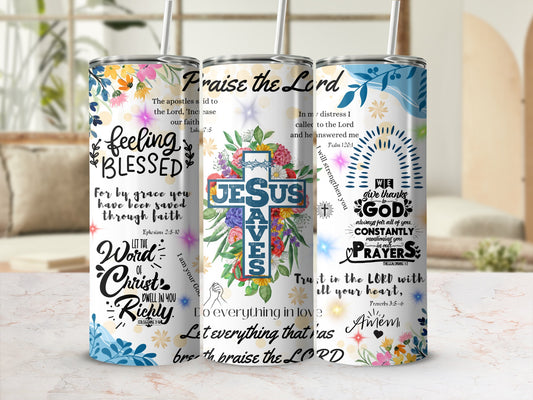 Feeling Blessed Bible Verses Religious Tumbler