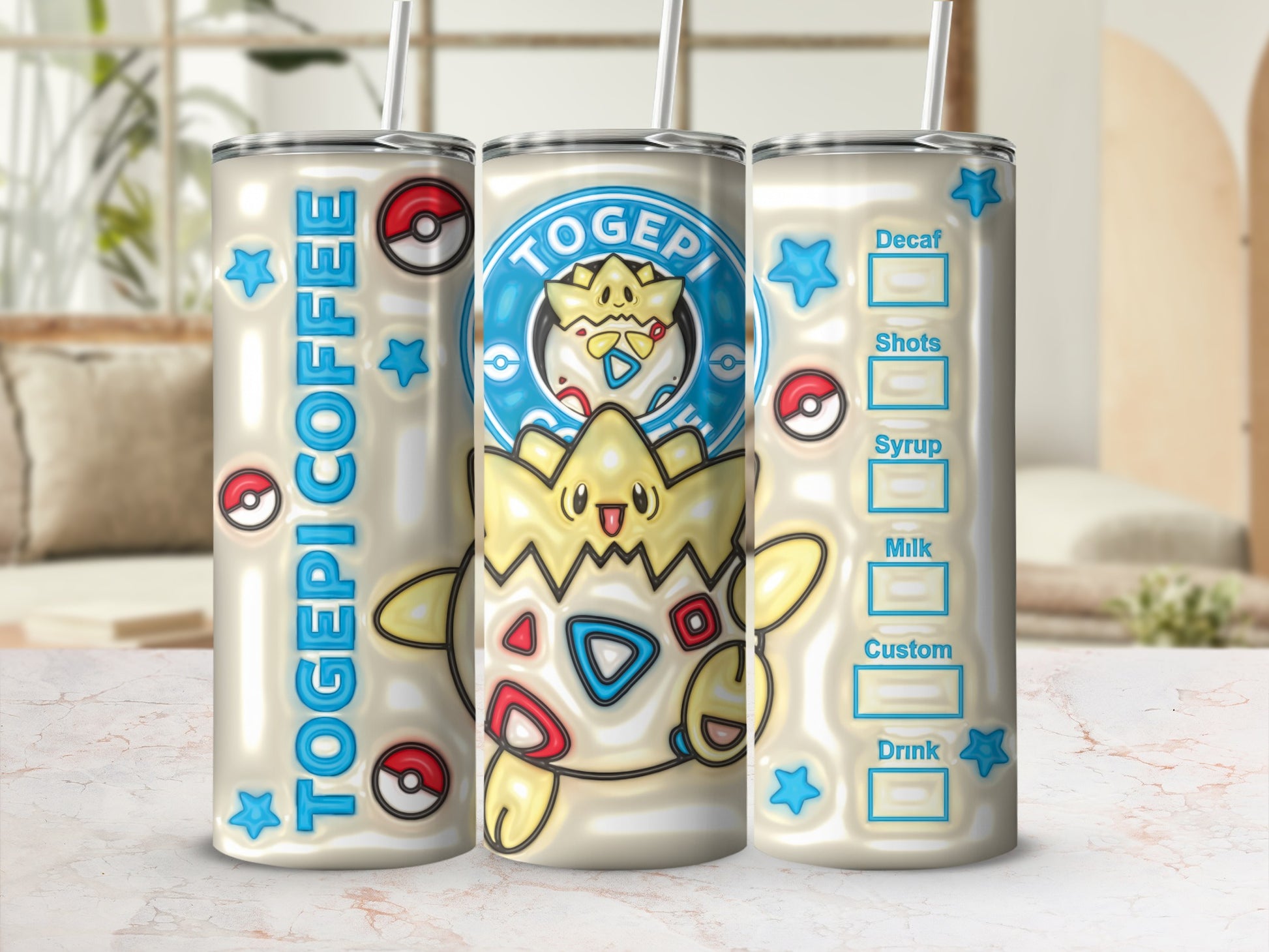 TogepiCoffee Pokeball Stars Drink Tumbler Product Type