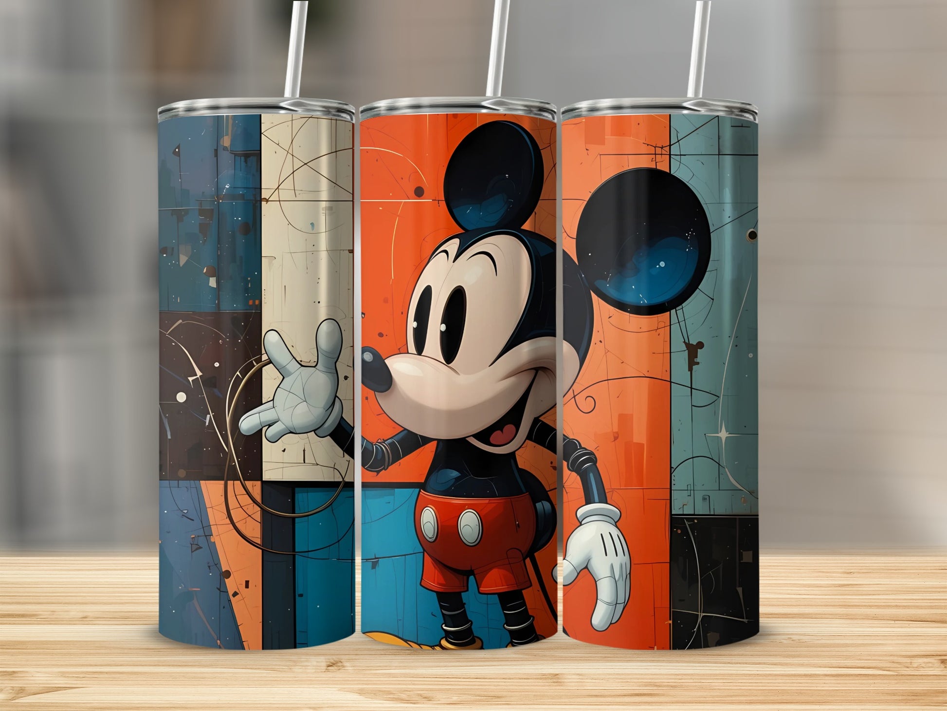 Retro Cartoon Character Tumbler with Straw Travel Mug