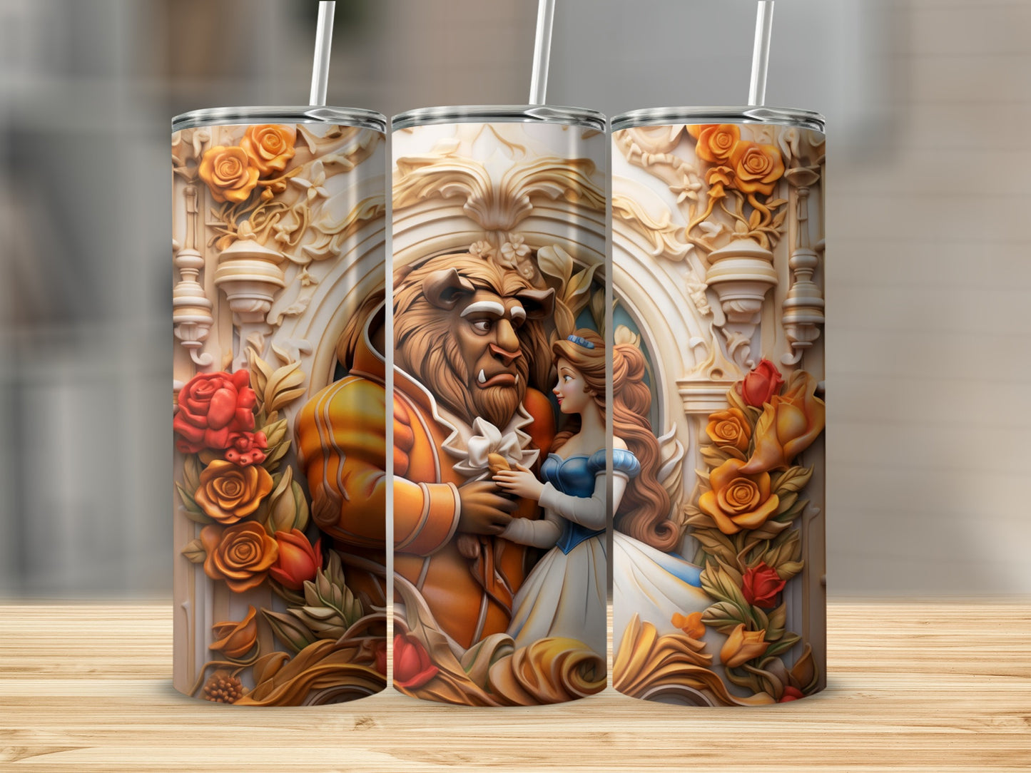 Beauty and the Beast Tumbler Fantasy Art Design