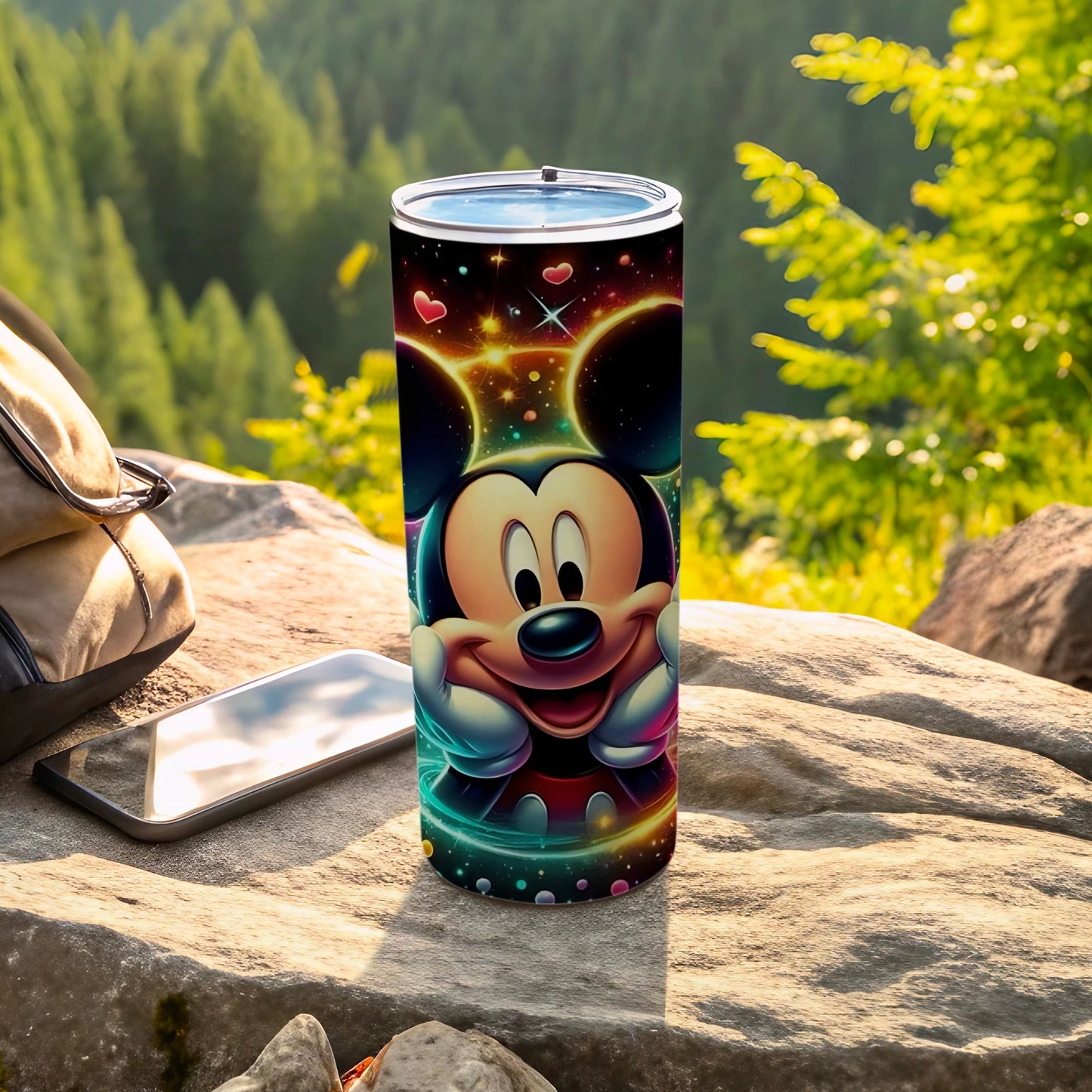 Colorful Cartoon Character Tumbler with Hearts Design