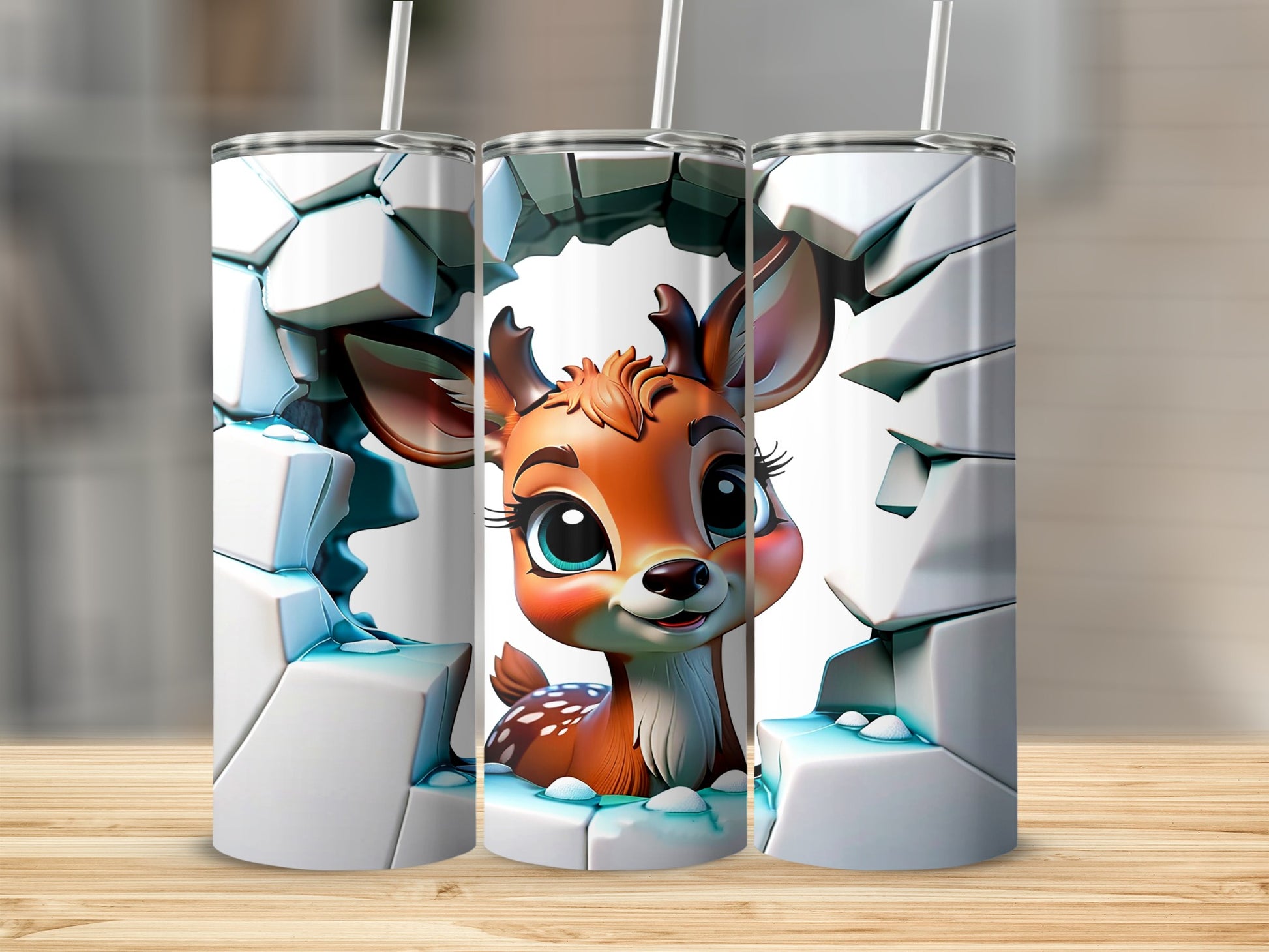 Cute Deer Illustration Cracking Through Design tumbler