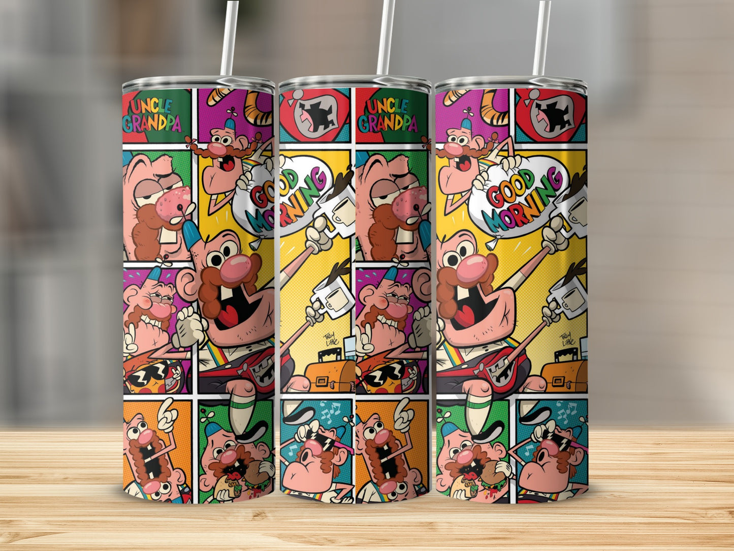 Colorful Cartoon Character Collage Tumbler Cup