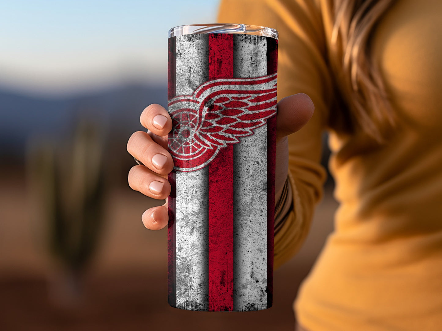 Vintage Sports Team Tumbler with Red and White Stripes