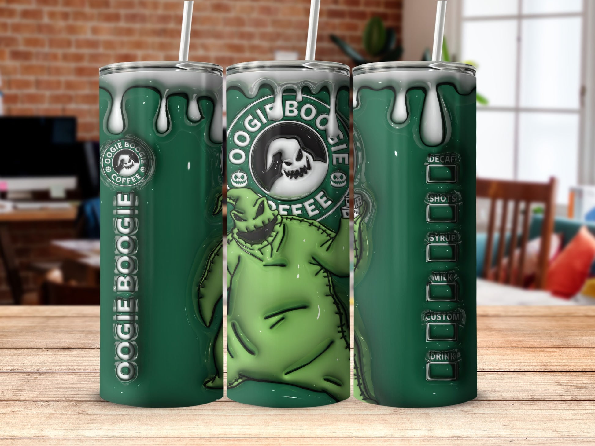Oogie Boogie Coffee Green Tumbler with Customization