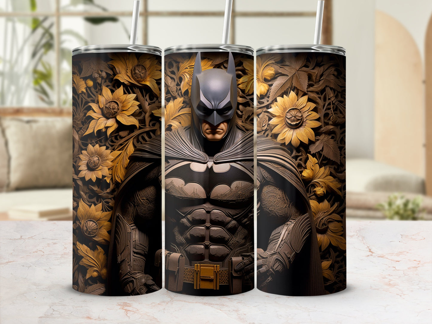 Batman Floral Engraving Tumbler Great For Fans