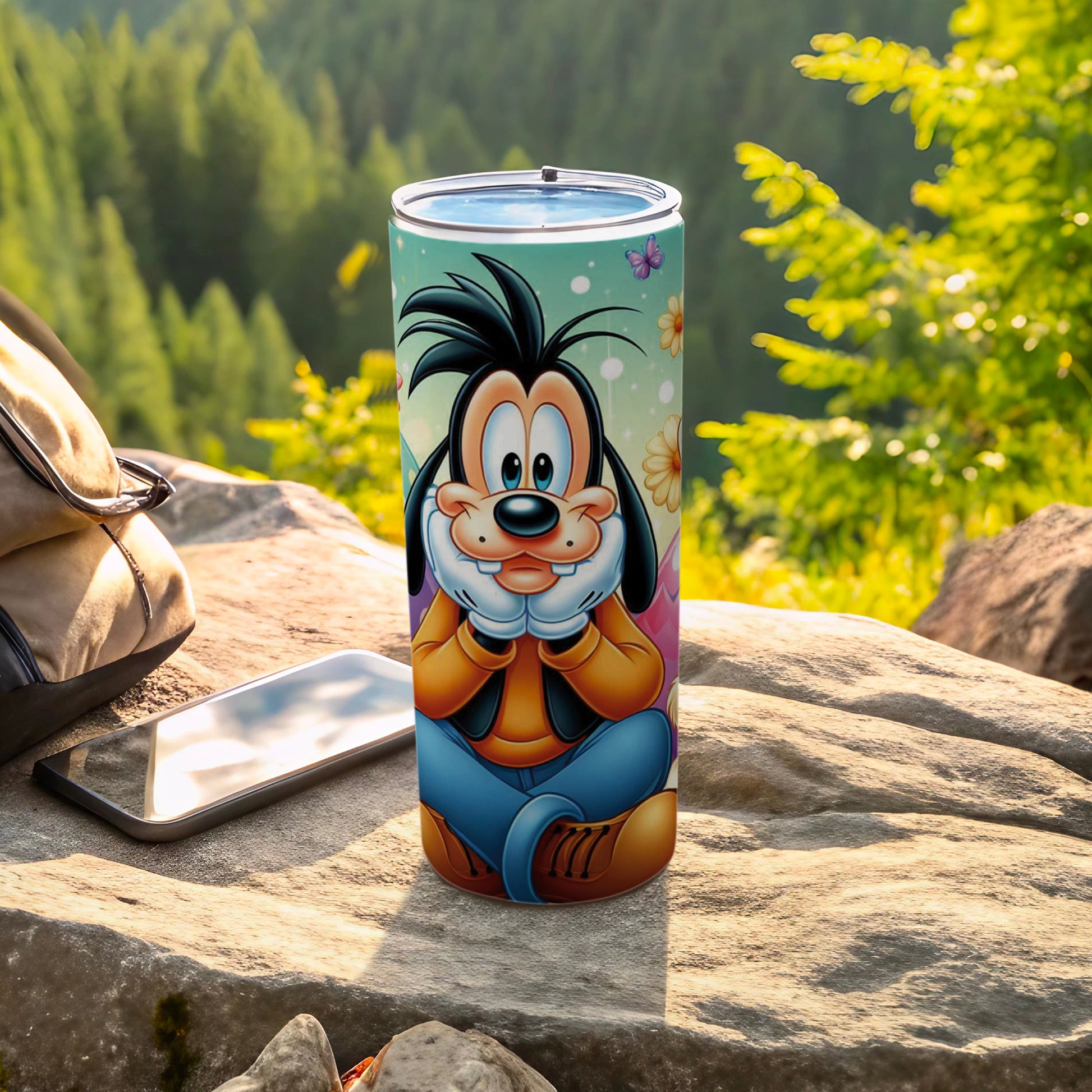 Goofy Character Disney Art Tumbler Butterflies Flowers product type