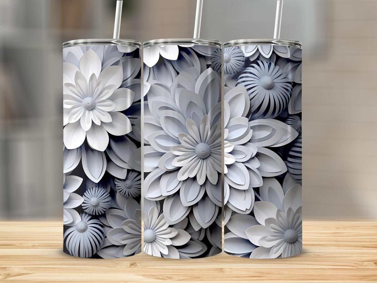 Elegant Floral Art Design Insulated Tumbler Product