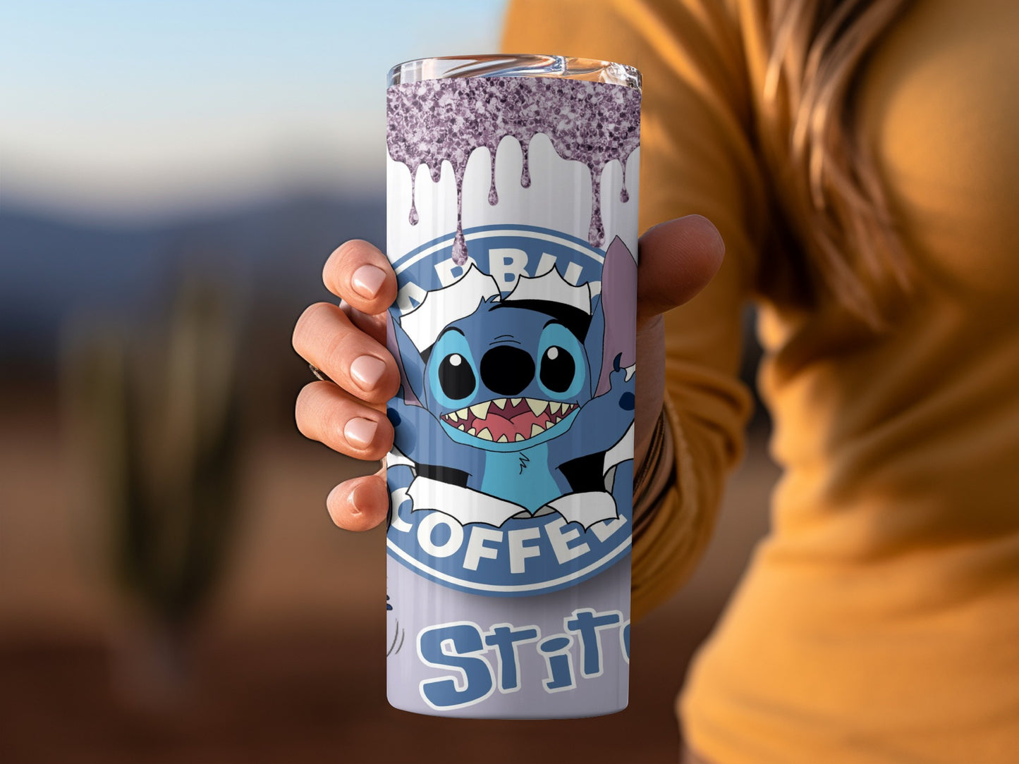 Adorable Blue Character Coffee Tumbler for Fans