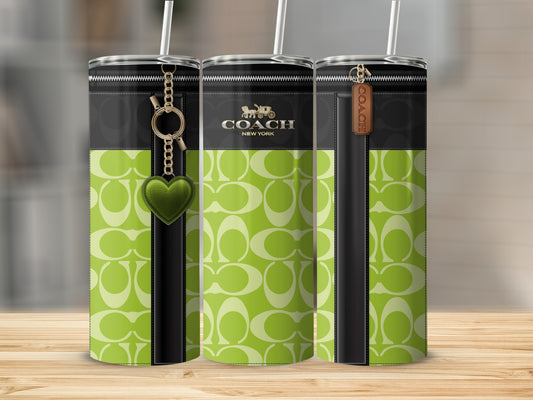 Coach New York Designer Green Pattern Tumblers