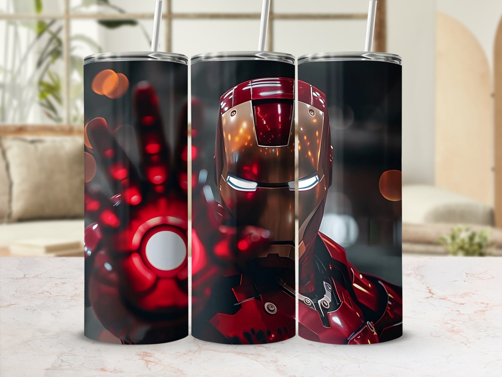 Iron Man Themed Insulated Stainless Steel Tumbler