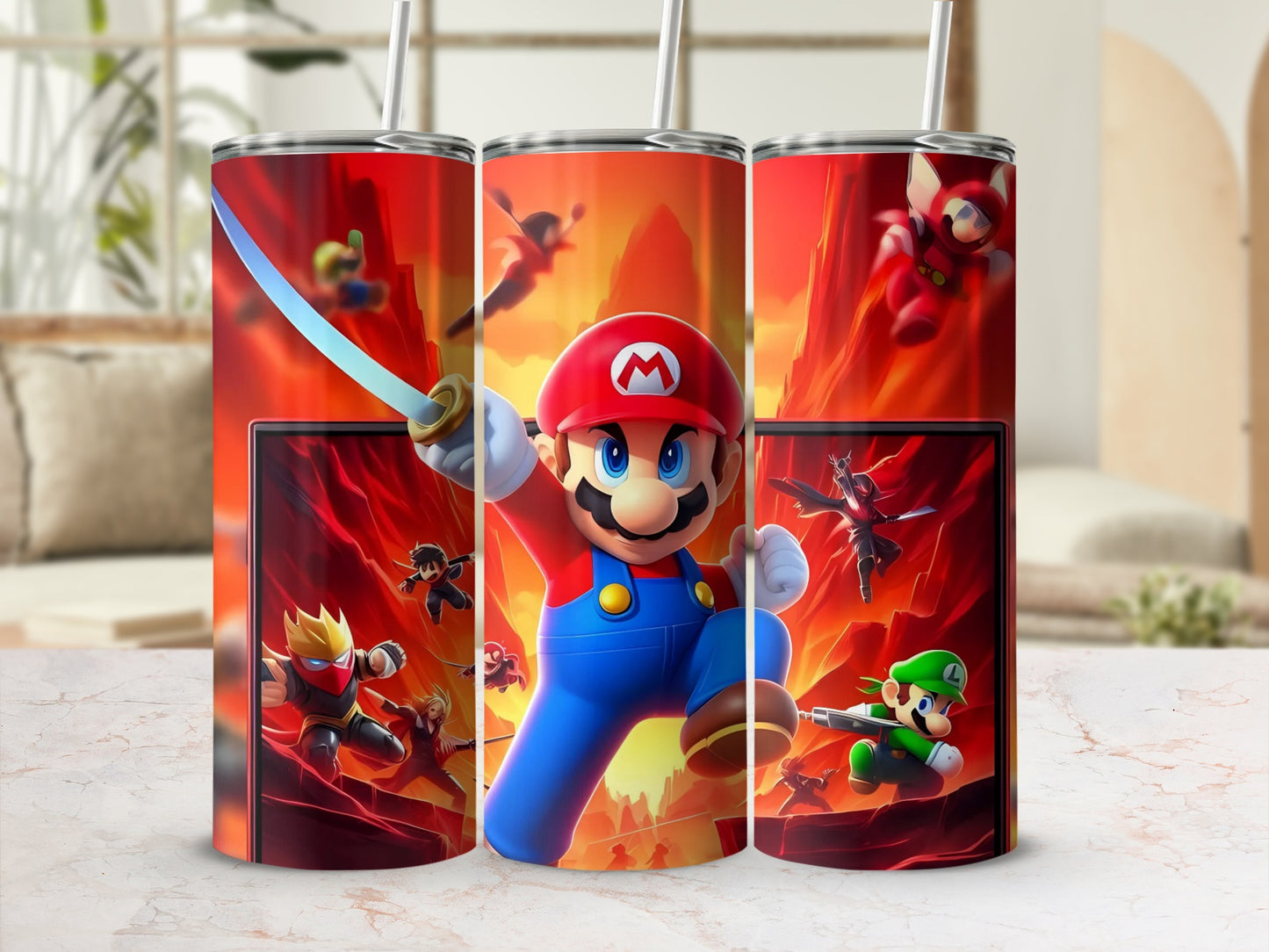 Super Mario Red and Orange Adventure Tumbler Cup