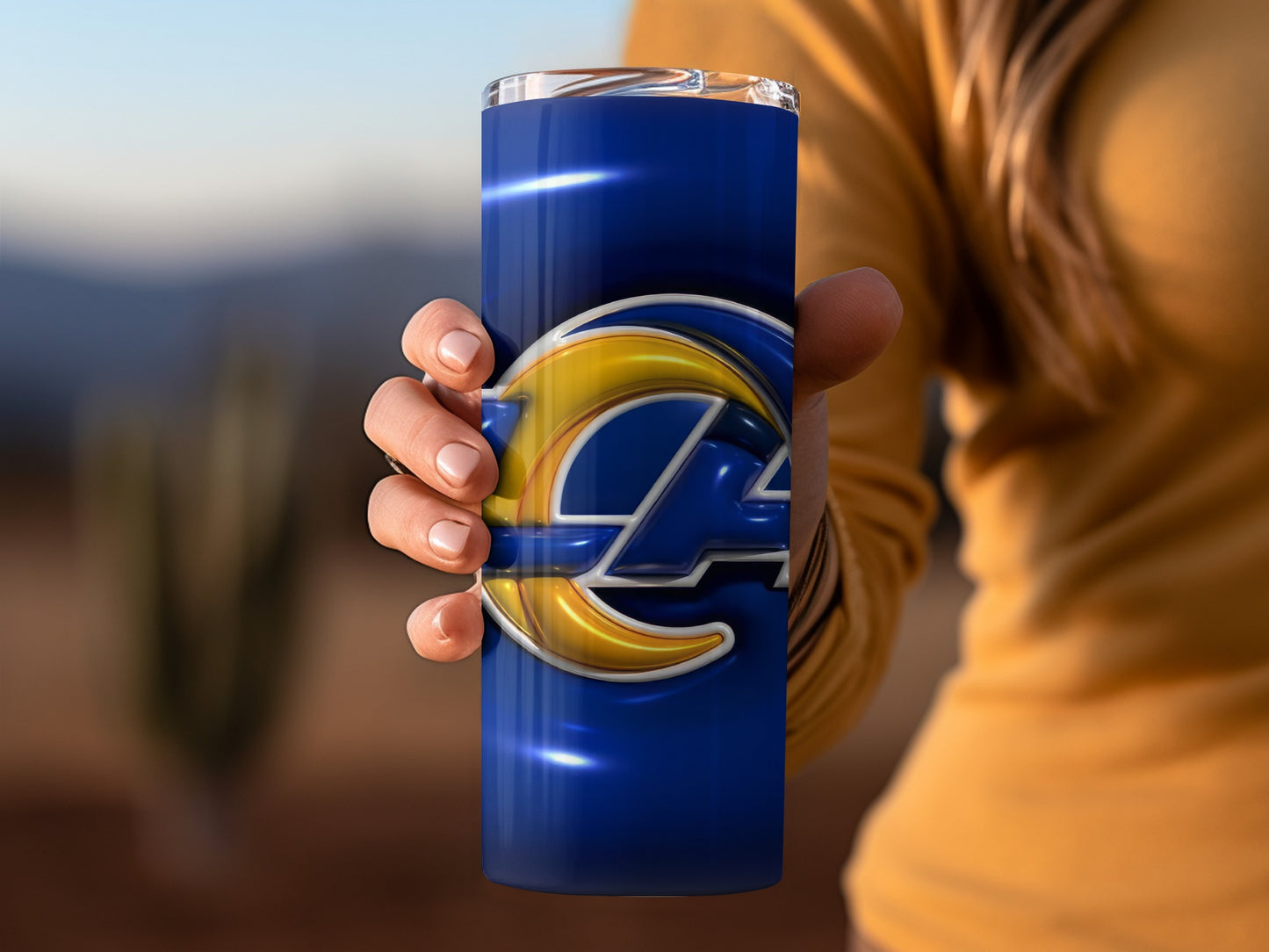 Los Angeles Rams Logo With Blue Background Tumblers