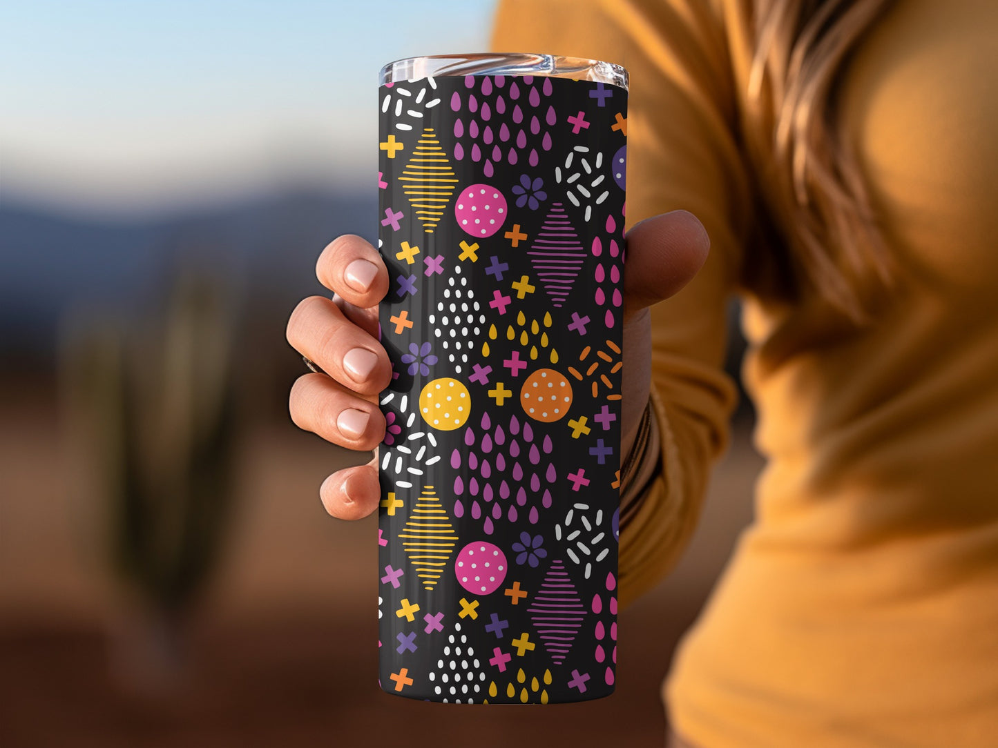 Vibrant Geometric Shapes Insulated Tumbler Cup
