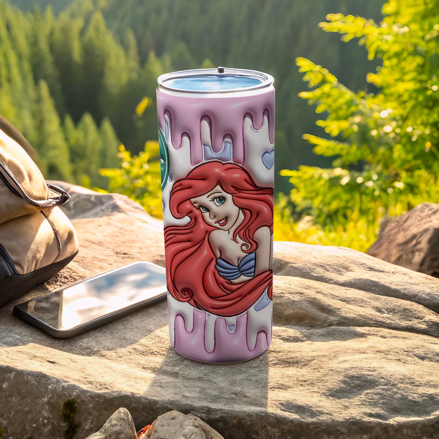 Mermaid Design Tumbler with Dripping Paint Art