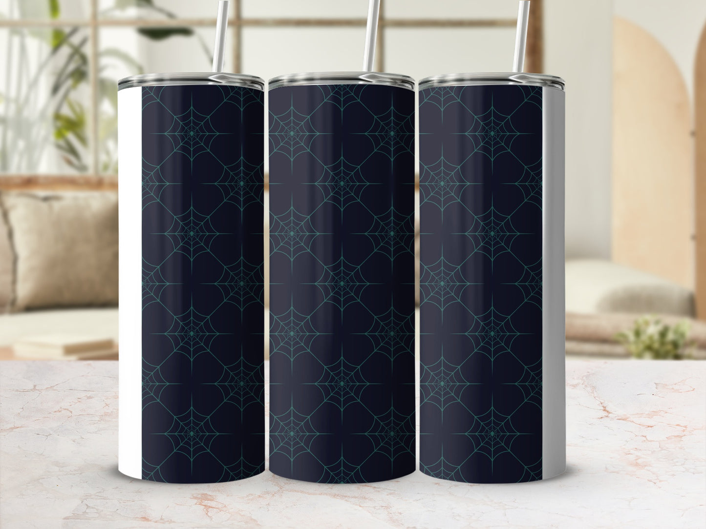 Dark Background Green Spiderweb Pattern Tumbler product type