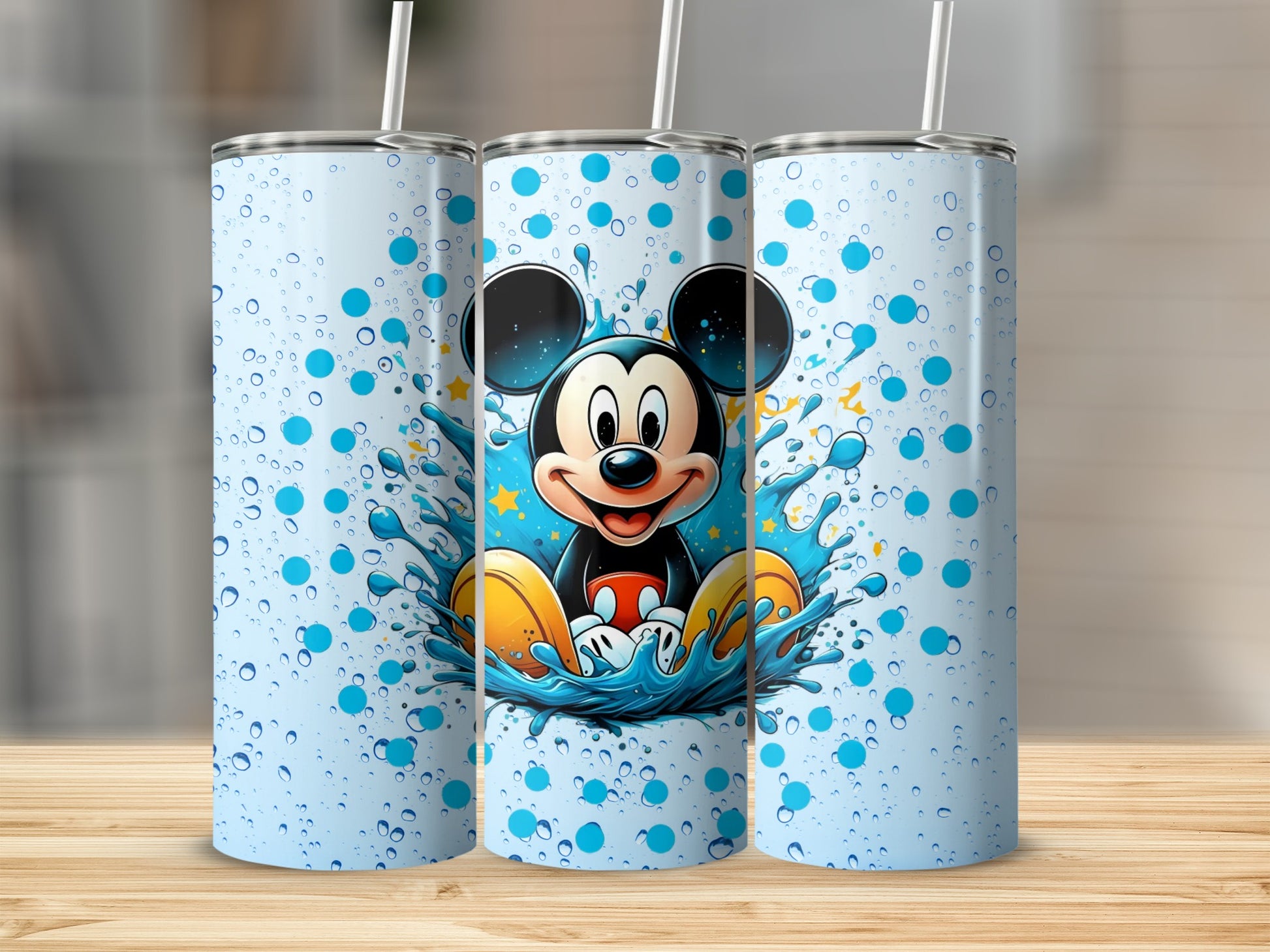 Cartoon Mouse Water Splash Design Tumbler Cup