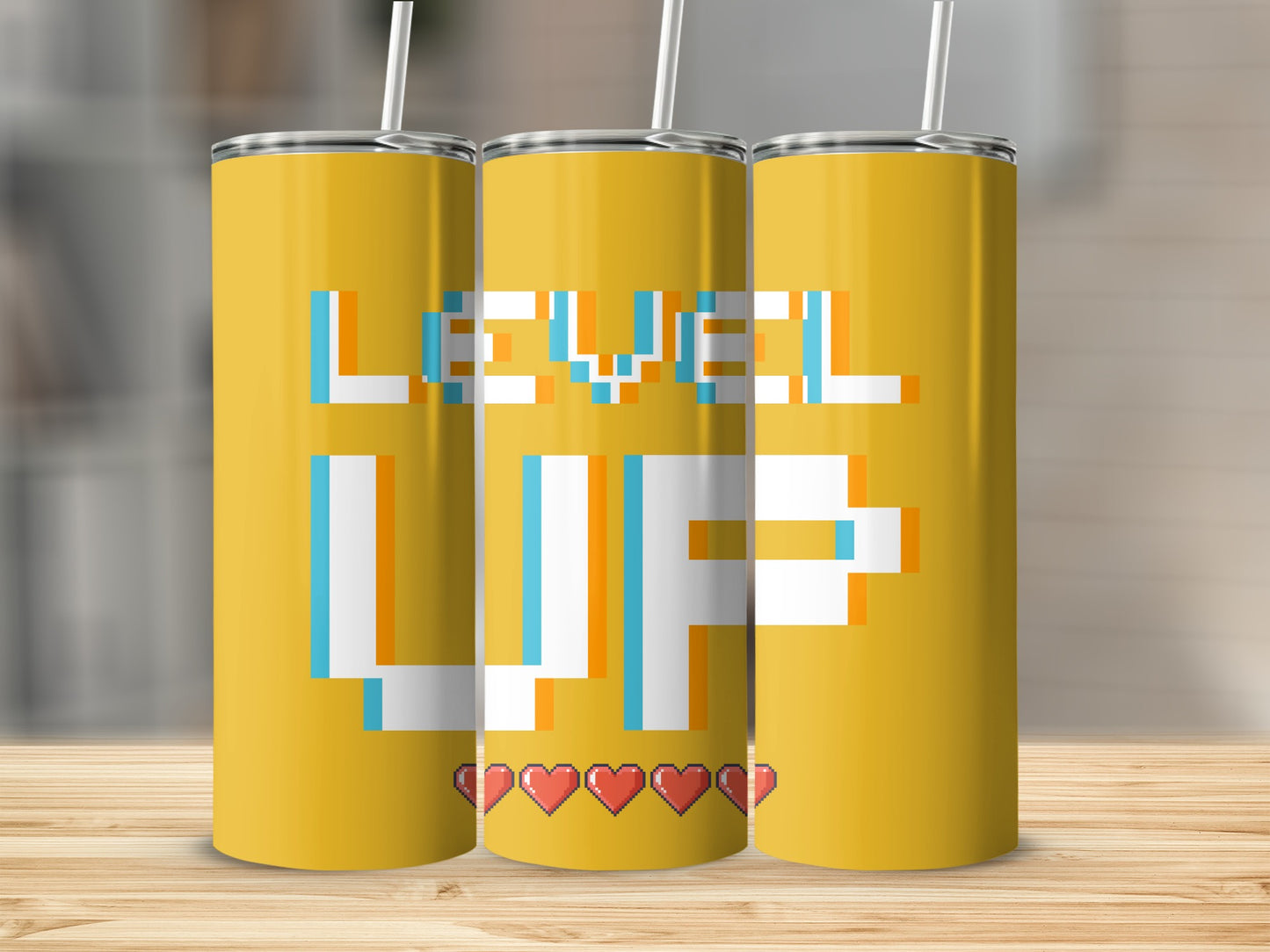 Level Up Tall Tumblers with Heart Details