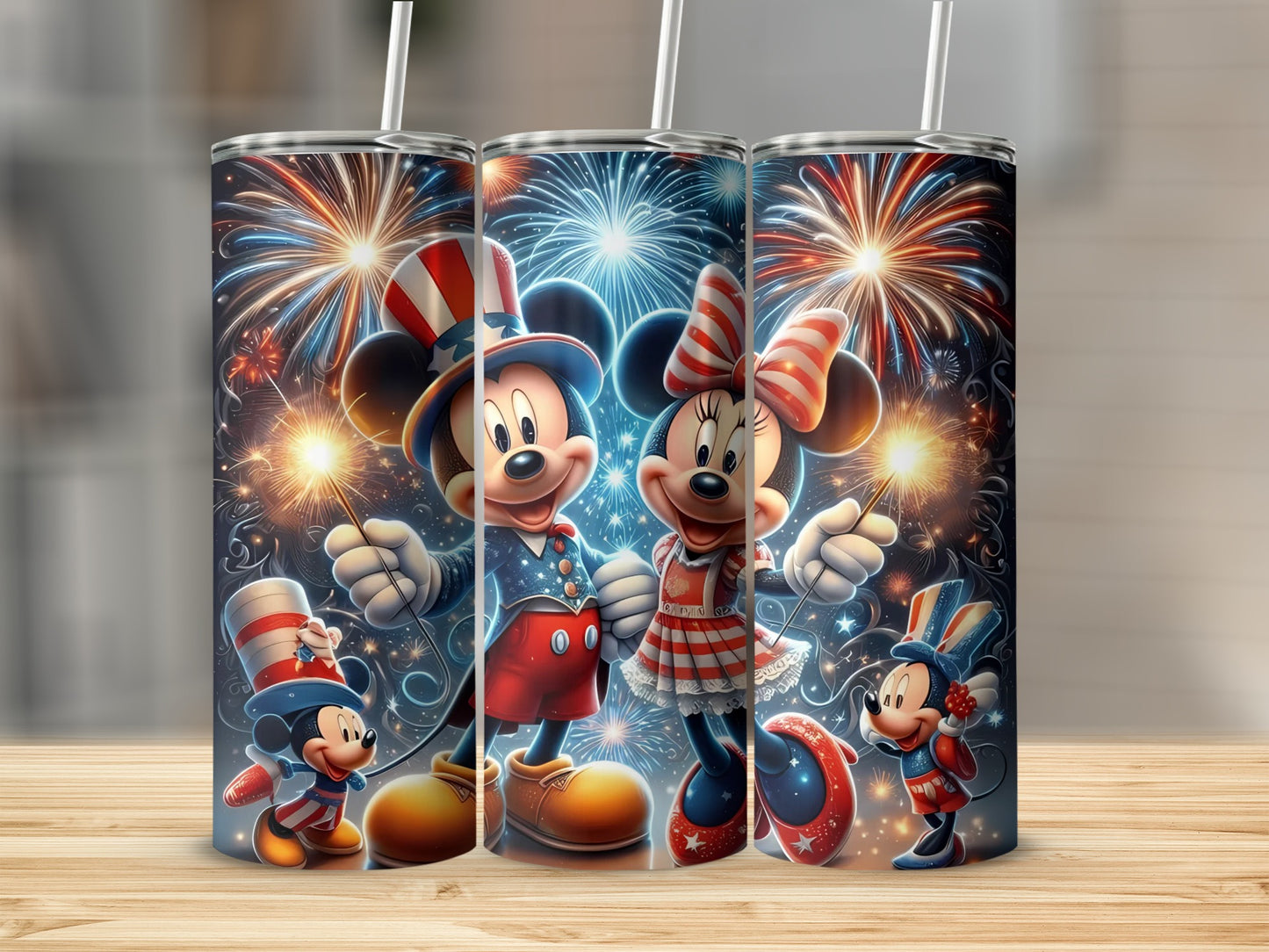 Patriotic Fireworks Theme Mickey Minnie Tumbler Product