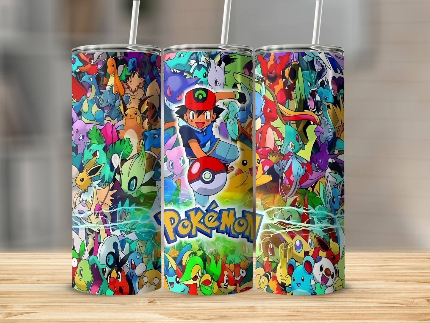 Vibrant Pokemon Character Design Tumbler Drinkware