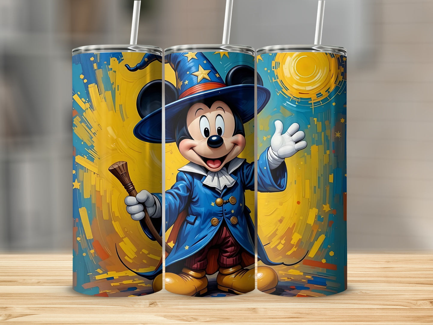 Magic Sorcerer Mickey Mouse Tumbler Cup with Straw
