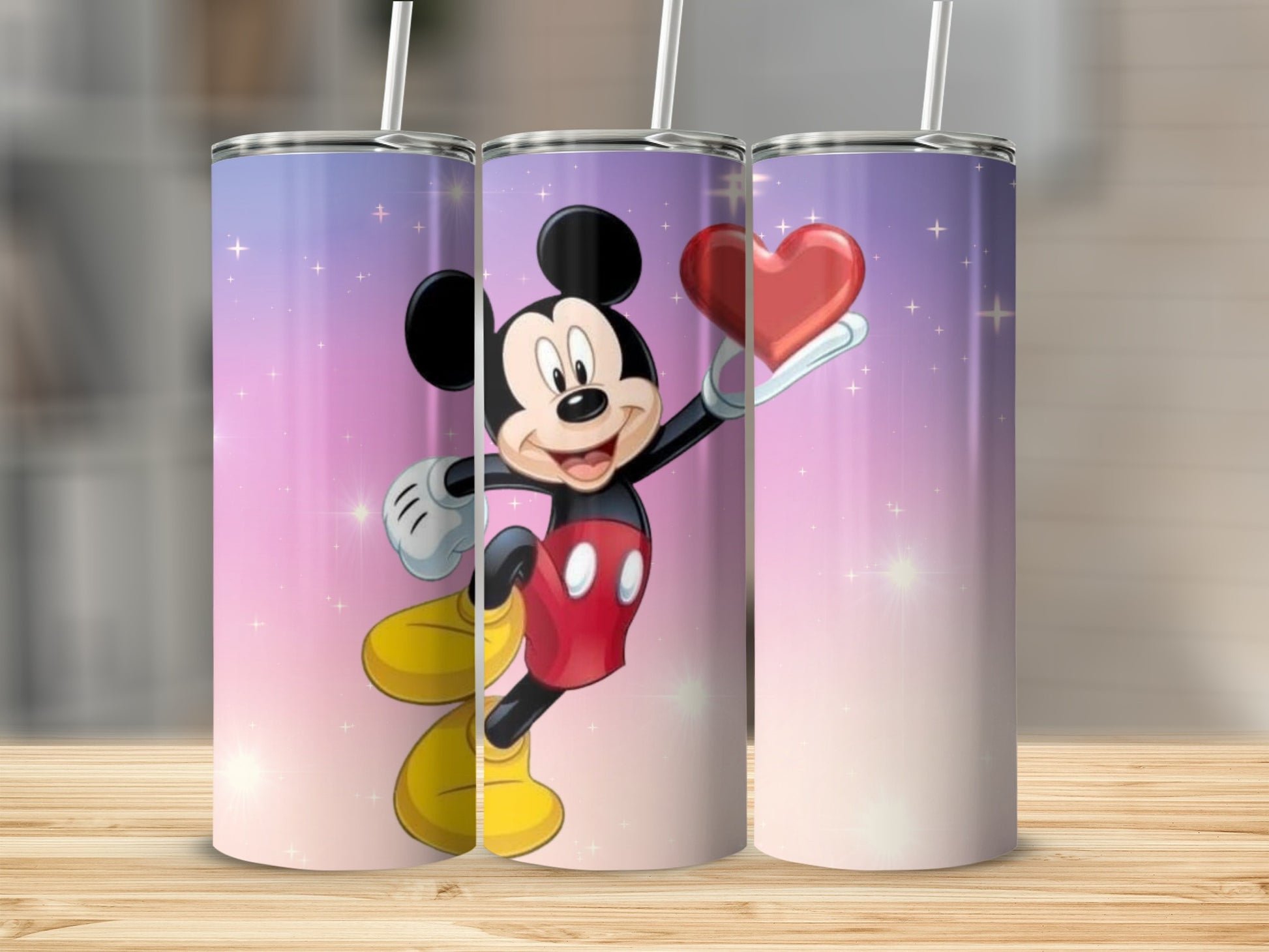 Mickey Mouse Tumbler with Heart and Gradient Background