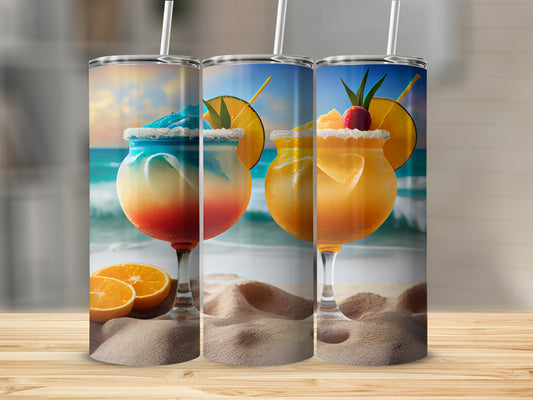 Vibrant Beach Drinks Tumbler with Straw