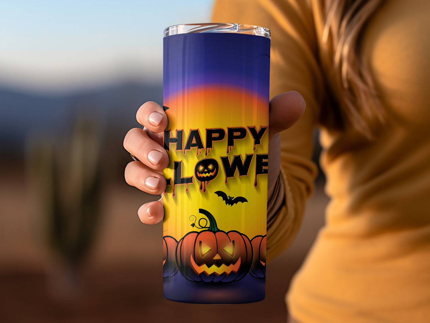 Spooky Halloween Pumpkin Design Travel Mug