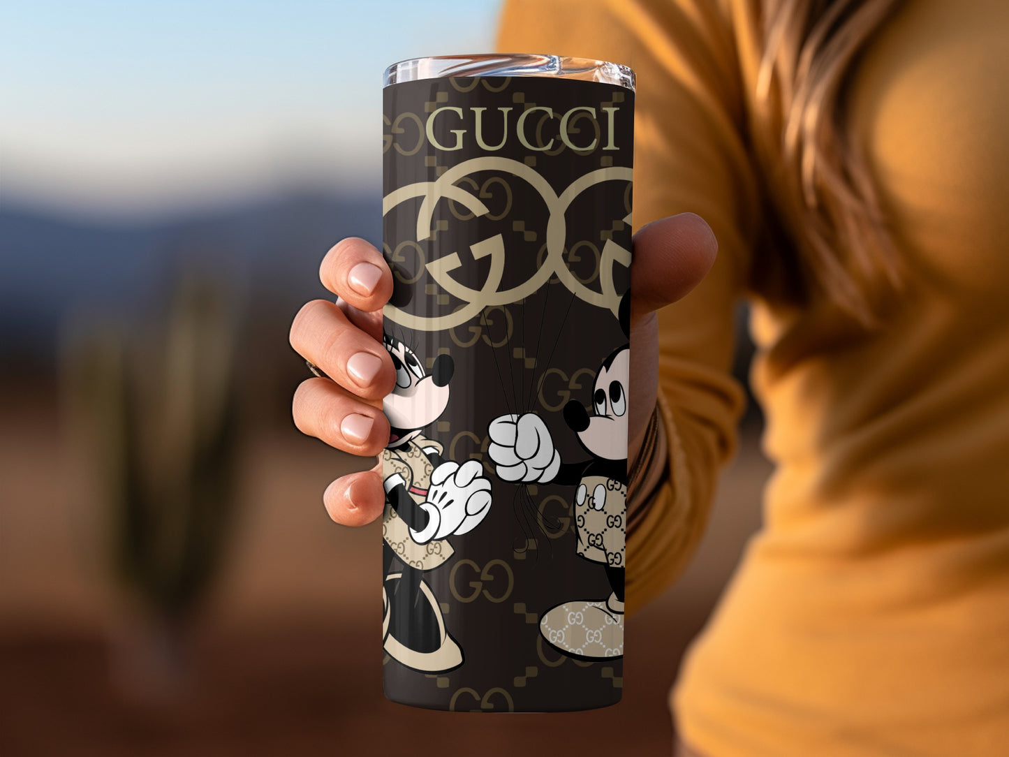 Designer Mickey and Minnie Pattern Tumbler