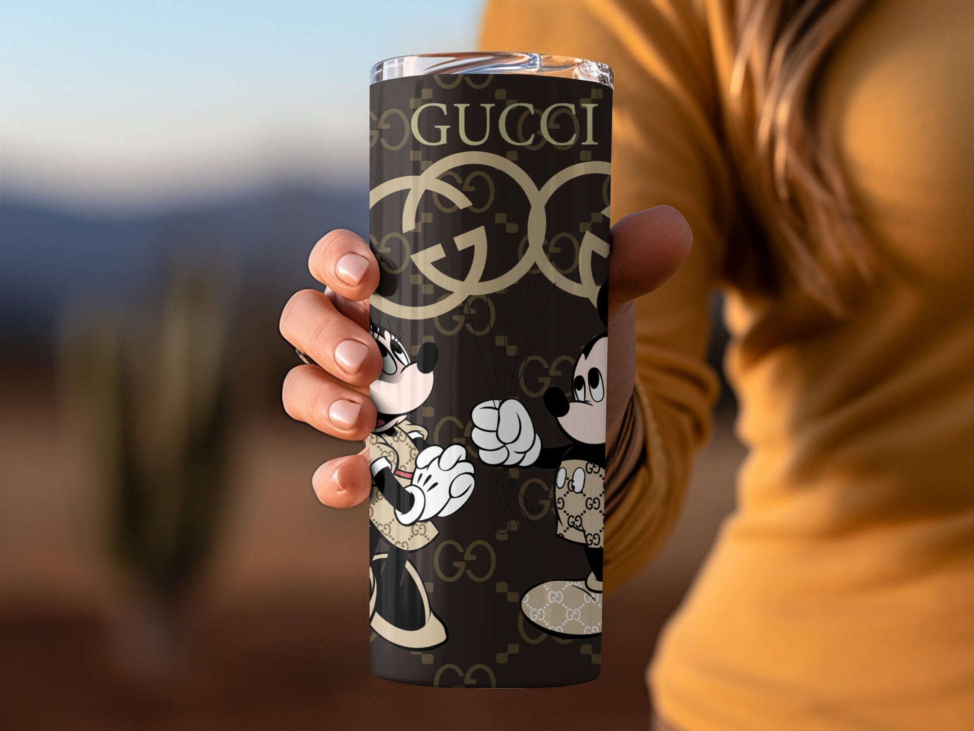 Designer Mickey and Minnie Pattern Tumbler