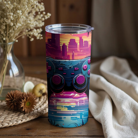 Vivid Gaming Controller Cityscape Tumbler Design