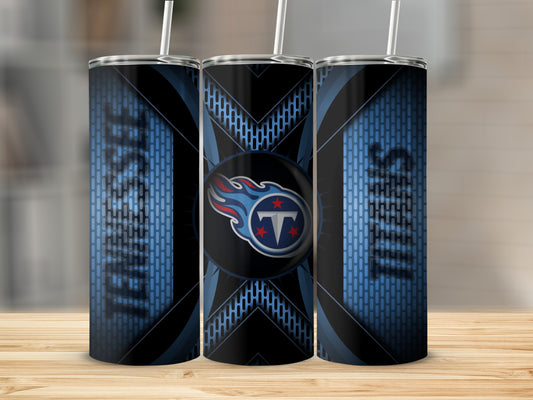Tennessee Titans Symbol Blue Black Background Tumblers