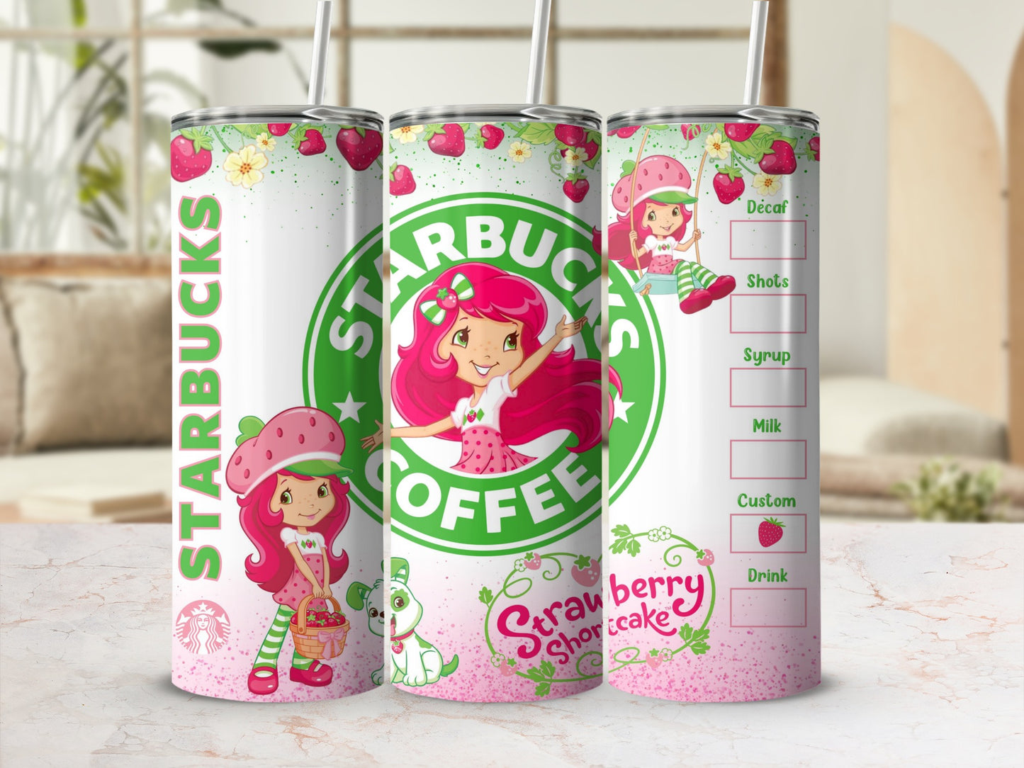 Strawberry Shortcake Starbucks Custom Tumbler Design