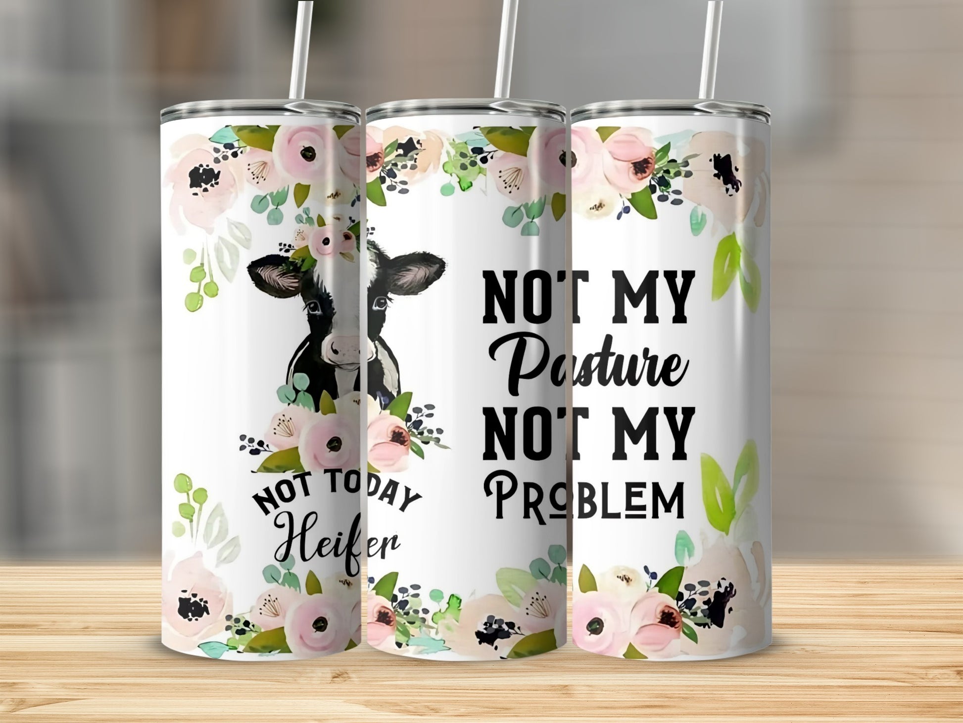 Not Today Heifer Cow Design Insulated Tumbler Cup