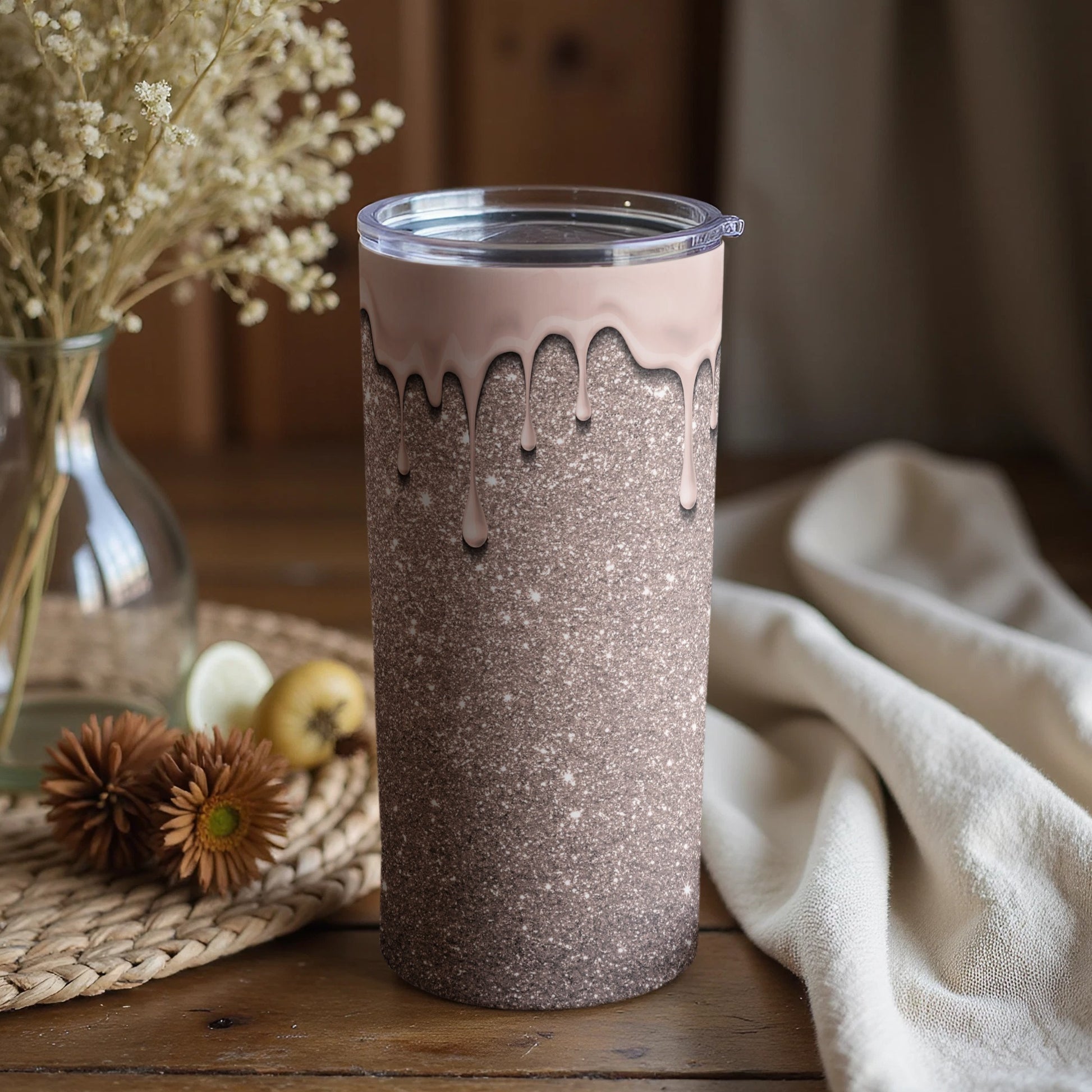 Brown Gradient Dripping Design Insulated Tumbler