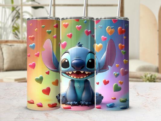Colorful Cute Character and Hearts Tumbler Cup