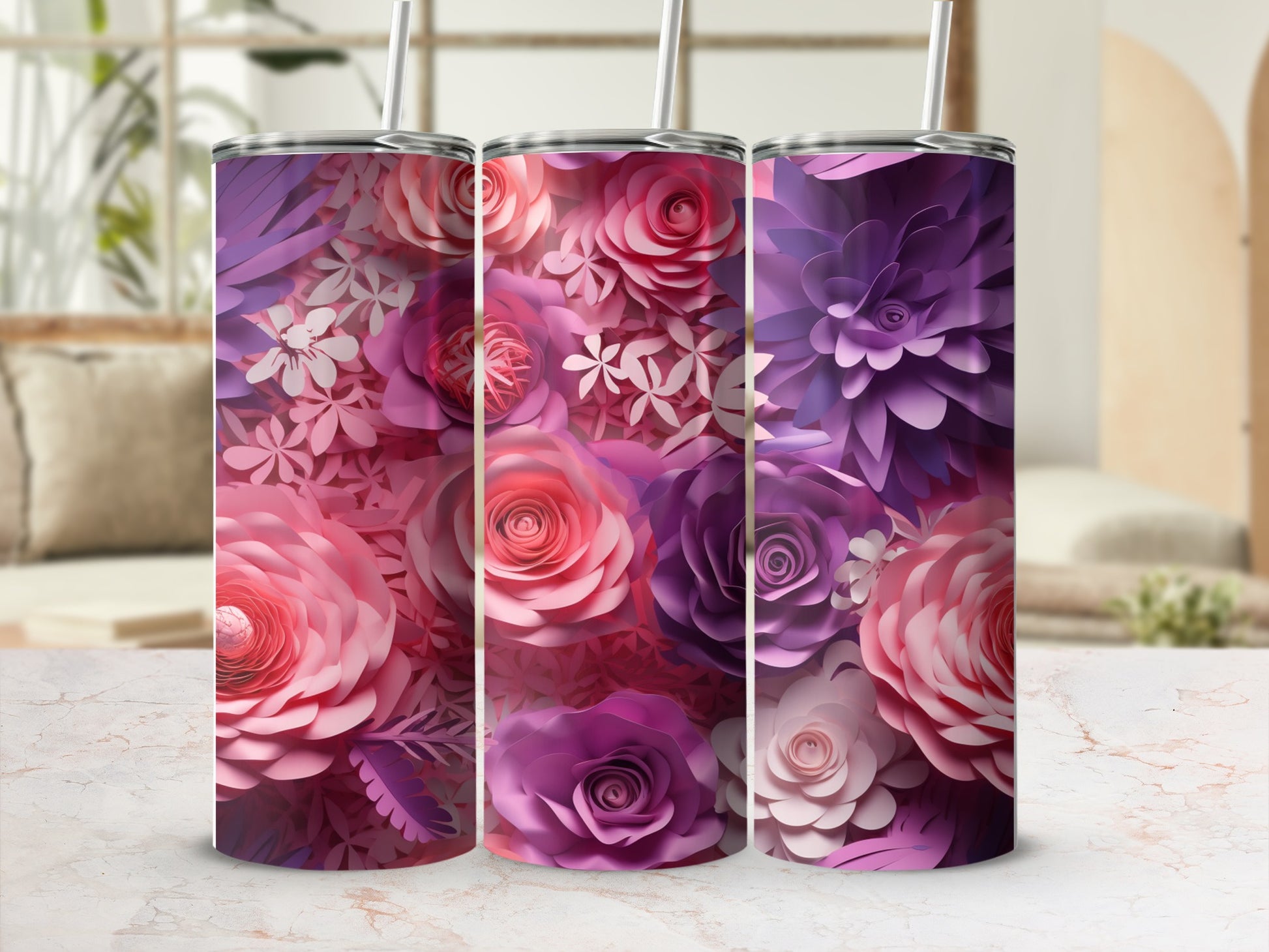 Pink Purple Magenta Layered Floral Artistic Design product type
