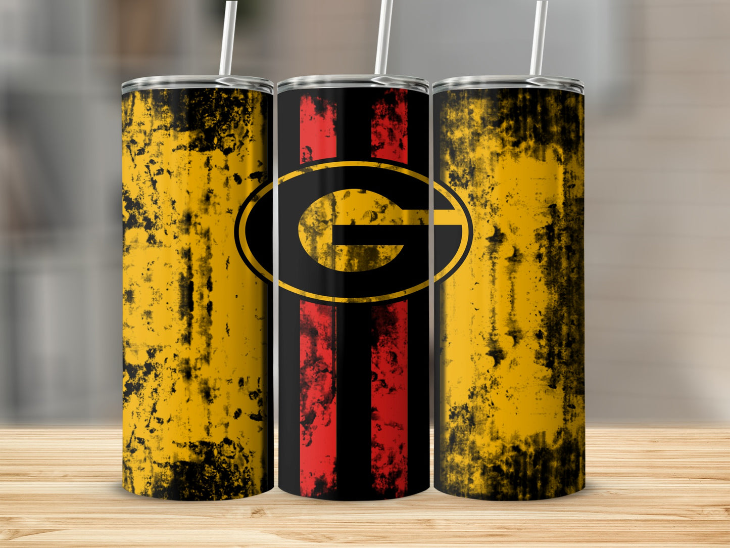 Distressed Yellow and Red Design Insulated Tumbler