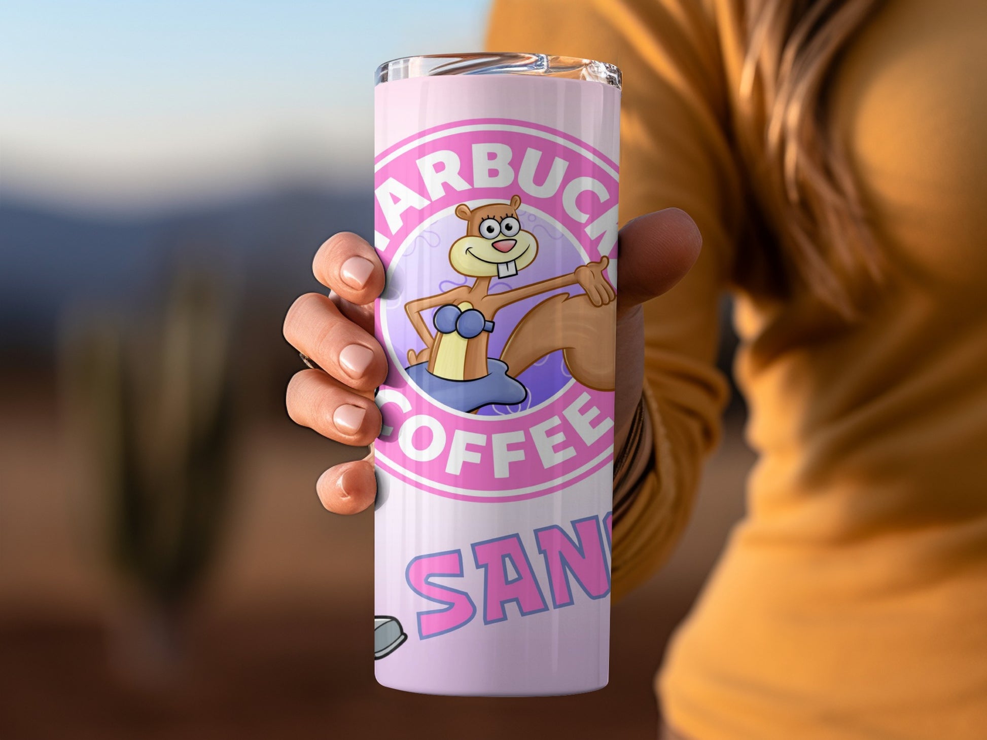 Beach Scene Sandy Character Coffee Tumbler for Kids