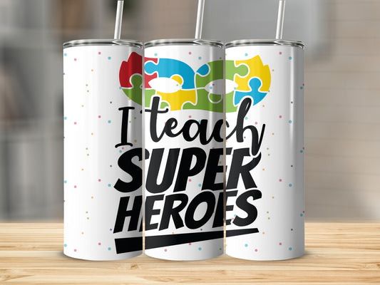 I Teach Super Heroes Colorful Design Tumbler