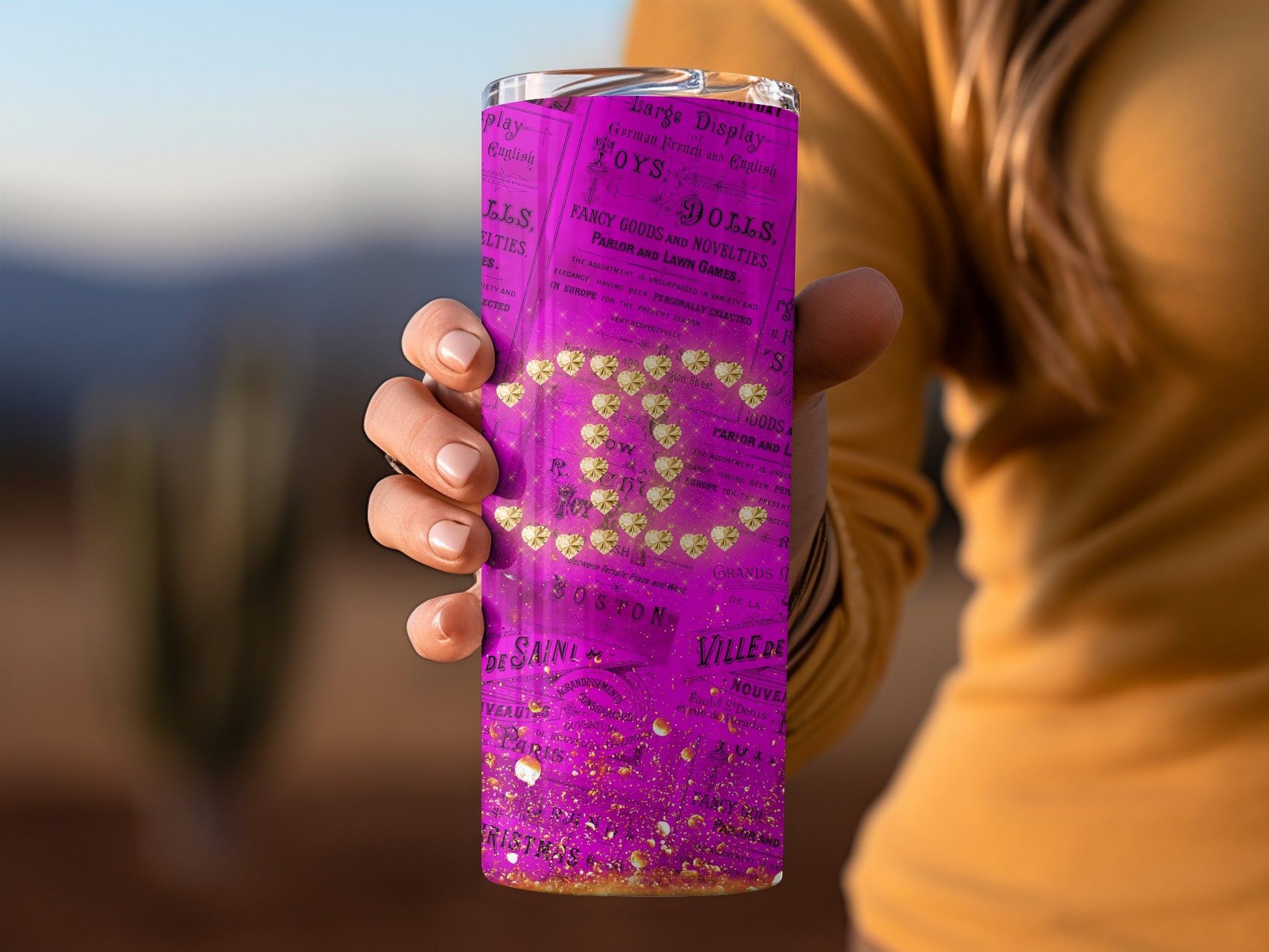 Sparkling Pink Hearts Design Tumbler for Everyday Use