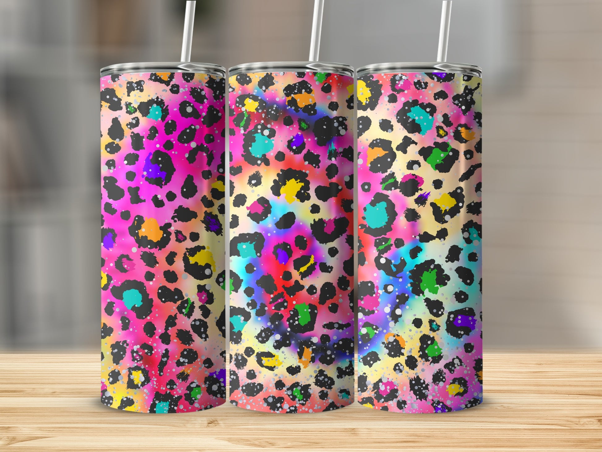 Colorful Leopard Print Design Insulated Tumbler Cup