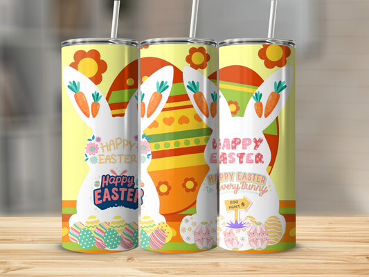 Happy Easter Bunny Design 20oz Tumbler Cup with Straw