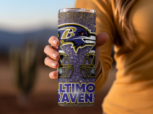 Baltimore Ravens Helmets Gold Glitter Patterned Tumblers