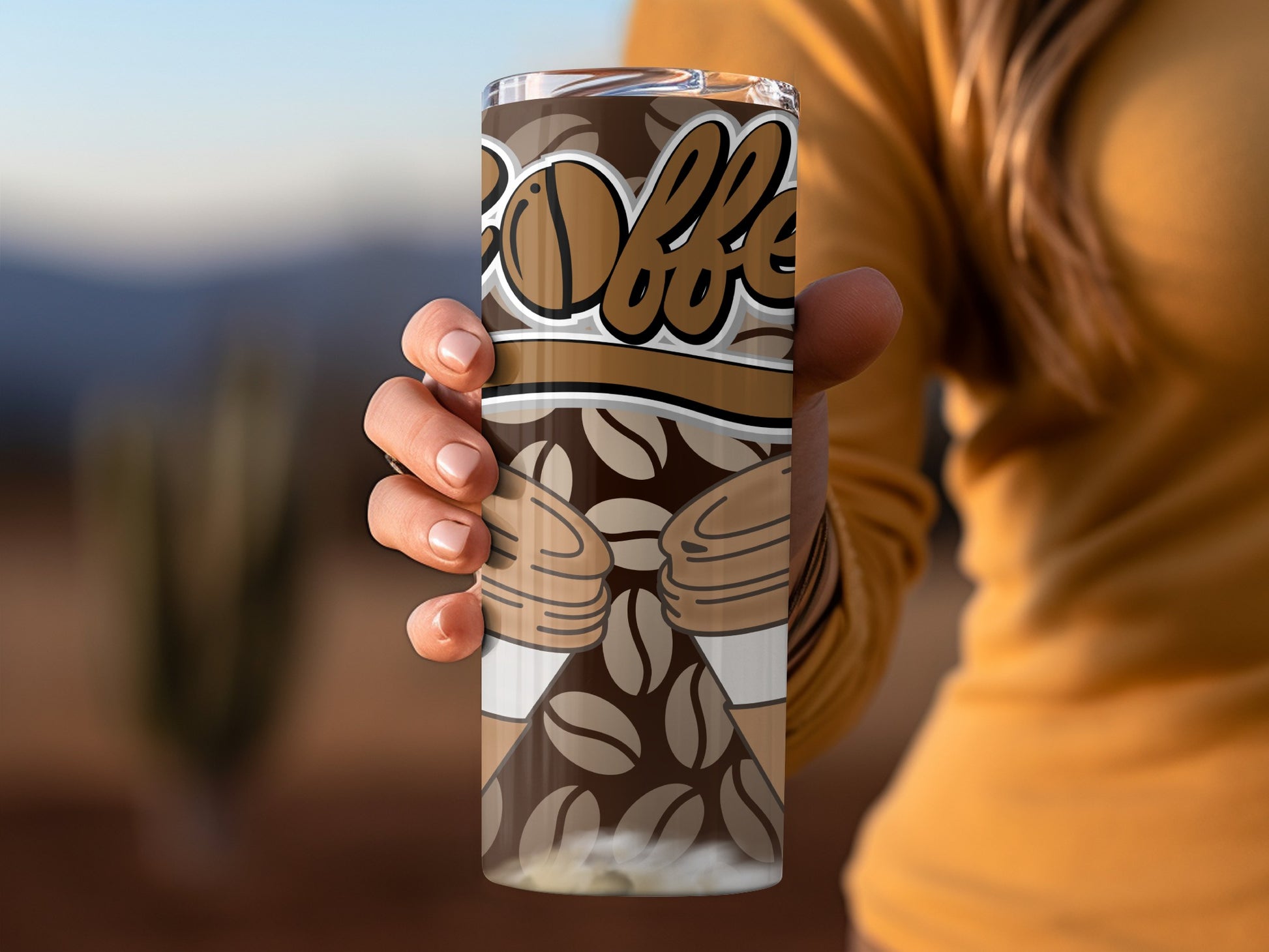 Coffee Themed Artistic Tumbler for Hot and Cold Drinks